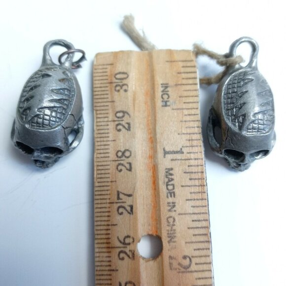 Skull Bead Pendant Charm Gothic Punk Rock Silver Metal Biker Pewter - Picture 8 of 8